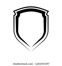 Protect guard shield plain line concept. Outline shield badge. Safety icon set. Privacy banner. Security label icon. style protect sticker symbol shape. Safeguard simple sign linear shield pictogram