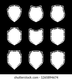 Protect guard shield plain line concept. Outline shield badge. Safety icon set. Privacy banner. Security label icon. style protect sticker symbol shape. Safeguard simple sign linear shield pictogram