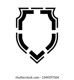 Protect guard shield plain line concept. Outline shield badge. Safety icon set. Privacy banner. Security label icon. style protect sticker symbol shape. Safeguard simple sign linear shield pictogram