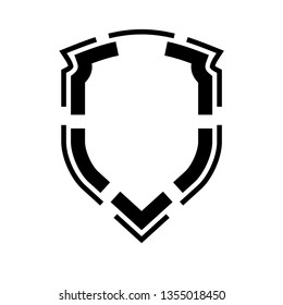 Protect guard shield plain line concept. Outline shield badge. Safety icon set. Privacy banner. Security label icon. style protect sticker symbol shape. Safeguard simple sign linear shield pictogram