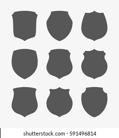 Protect guard shield plain line concept. Outline badge. Safety icon set. Privacy banner kit. Security label. Flat style sticker symbol shape. Safeguard simple sign. linear pictogram