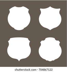 Protect guard shield plain line concept. Outline shield badge. Safety icon set. Privacy banner kit. Security label. Flat style protect sticker symbol shape. Safeguard simple sign. linear pictogram
