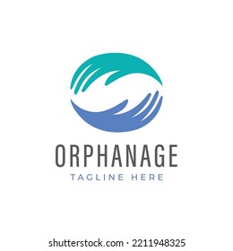 Protect hand logo can be used for orphan foundation identity and security business