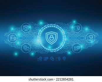 protect hi-tech technology futuristic background circuit board vector illustration 