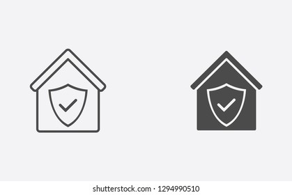 Protect home filled and outline vector icon sign symbol