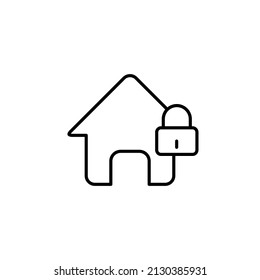 Protect Home Icon. Web Homepage Secure Symbol. Safe Home Lock Defence Flat Design. Vector Website Sign