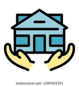 Schützen Sie die Umrisslinie des Hauses. Aufenthalt zu Hause. Sozialgebäude-Wohnung