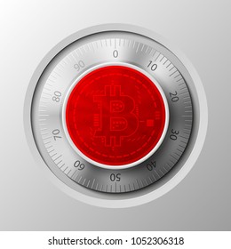Protect HUD bitcoin. Digital shield currency money. Safe technology microchip mining worldwide network. Web banner bitcoin shield background microchip Physical protected bit coin Cryptocurrency shield