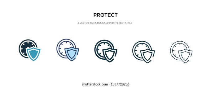 protect icon in different style vector illustration. two colored and black protect vector icons designed in filled, outline, line and stroke style can be used for web, mobile, ui