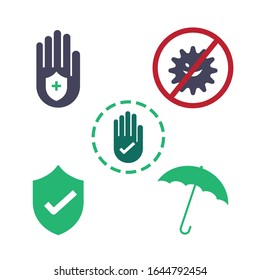 Protect icon hand, guard and umbella.