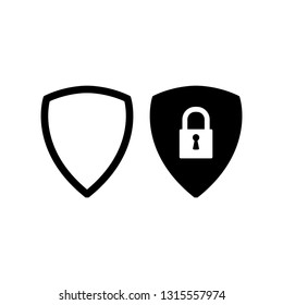 protect icon. secure line style. Shield with lock icon sign vector