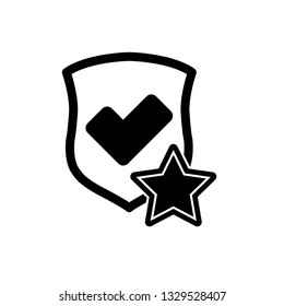 protect icon. secure  line style. Shield with  star and check mark icon sign vector