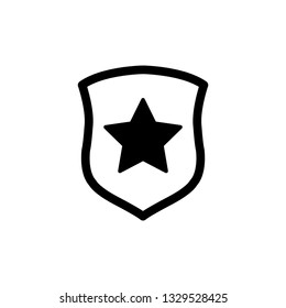 protect icon. secure  line style. Shield with  star icon sign vector