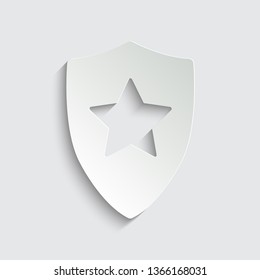 protect icon. secure . Shield  icon, paper icon  with shadow 