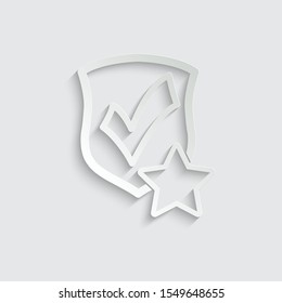 protect icon. secure  Shield with  star and check mark icon sign vector  paper icon