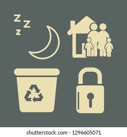 protect icon set with recycle bin, family insurence and sleep sign vector illustration