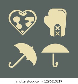 protect icon set with umbrella, boxing glove and earth in heart shape vector illustration
