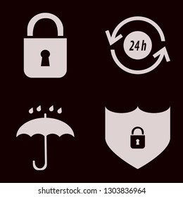 protect icon set with umbrella, shield lock security and lock vector illustration