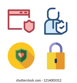 protect icon set. vector set about insurance, padlock and shield icons set.