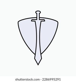 Icono de protección. Símbolo de espadas y escudo - Vector. 