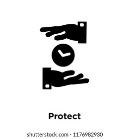 Protect icon vector isolated on white background, logo concept of Protect sign on transparent background, filled black symbol