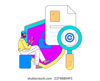 Protect intellectual property flat vector concept operation hand drawn illustration
