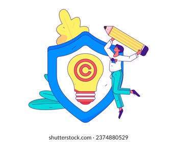 Protect intellectual property flat vector concept operation hand drawn illustration
