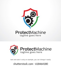 Protect Machine Logo Template Design Vector, Emblem, Design Concept, Creative Symbol, Icon