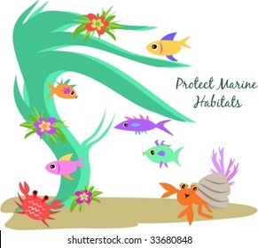 Protect Marine Habitats Vector