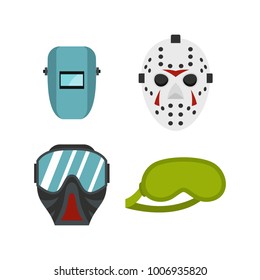 Protect mask icon set. Flat set of protect mask vector icons for web design isolated on white background