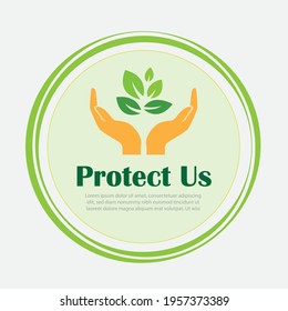 Protect nature green color round label