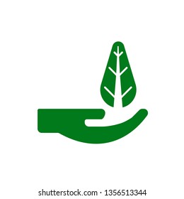 Protect nature, hand, leaf icon can be used for web, mobile and infographic. Vector icon