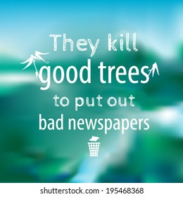 Protect Nature quote over a blurred forest background poster vector illustration