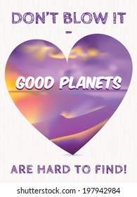 Protect Nature quote with a tropical beach heart background vector illustration