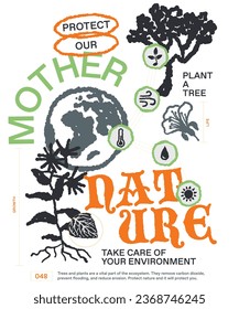 protect nature tree plant eco earth infographic education graphic apparel placement vector artwork
