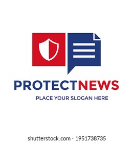 Proteger la plantilla del logotipo del vector de noticias. Este diseño usa el símbolo de escudo. 
