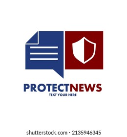 Proteger la plantilla del logotipo del vector de noticias. Este diseño usa el símbolo de escudo.