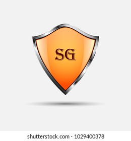 Protect orange shield on white background