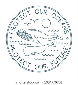 Protect Our Ocean. Protect Our Future. Vector Logo Design.