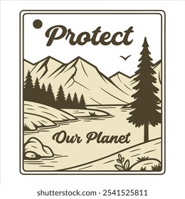 Protect our planet minimalist vector illustration design.