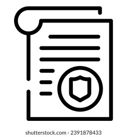 Proteger el vector de contorno de icono de patente. Marca comercial de la justicia. Idea de música