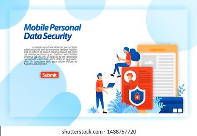 Protect personal data of mobile user to prevent hacking and misuse of cyber crime. Lock and safe private data. vector illustration concept for landing page, ui ux, web, mobile app, poster, banner, ads