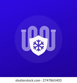 protect pipes from freezing in winter icon, transparent design