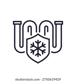 protect pipes from freezing in winter line icon on white