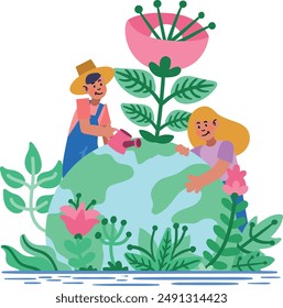 Protect the planet illustration vector design