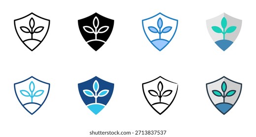 Schützen Sie die Pflanze Symbol setzen mehrere Stil Vektor Sammlung. Bearbeitbarer Strich 
