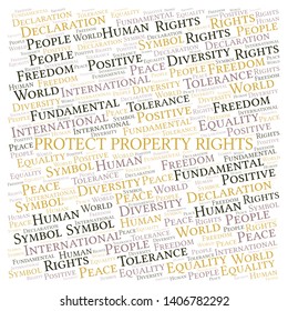 Protect Property Rights word cloud. Wordcloud made with text only.