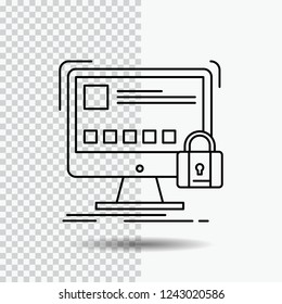 protect, protection, lock, safety, secure Line Icon on Transparent Background. Black Icon Vector Illustration
