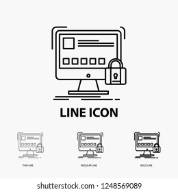 protect, protection, lock, safety, secure Icon in Thin, Regular and Bold Line Style. Vector illustration