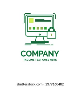 protect, protection, lock, safety, secure Flat Business Logo template. Creative Green Brand Name Design.